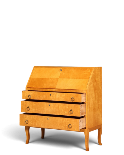 Schlichter Mid Century Sekretär Danish Design Retro Büro Schrank Vintage Büro Kommode
