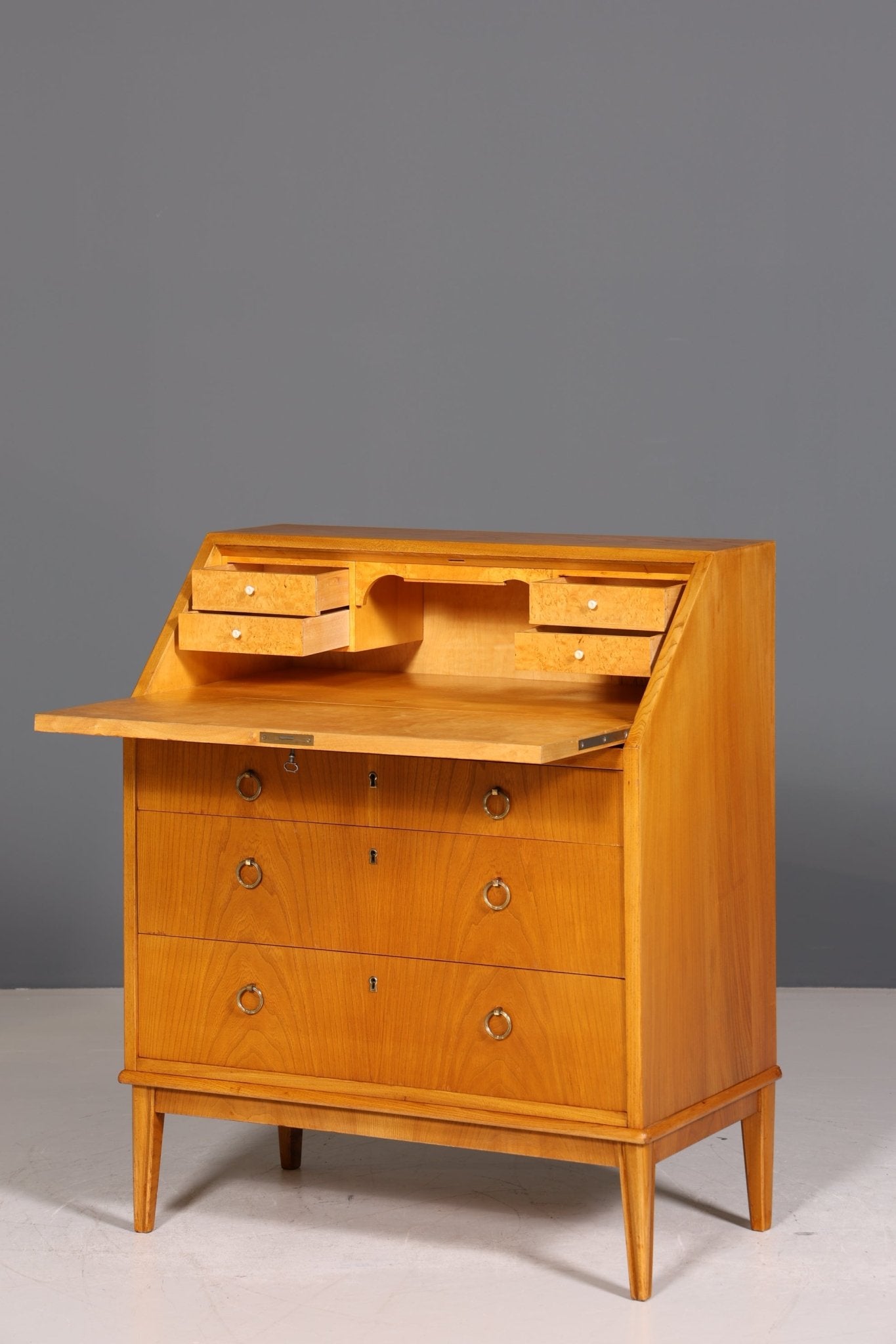 Schlichter Mid Century Sekretär Danish Design Retro Büro Schrank Vintage Büro Kommode