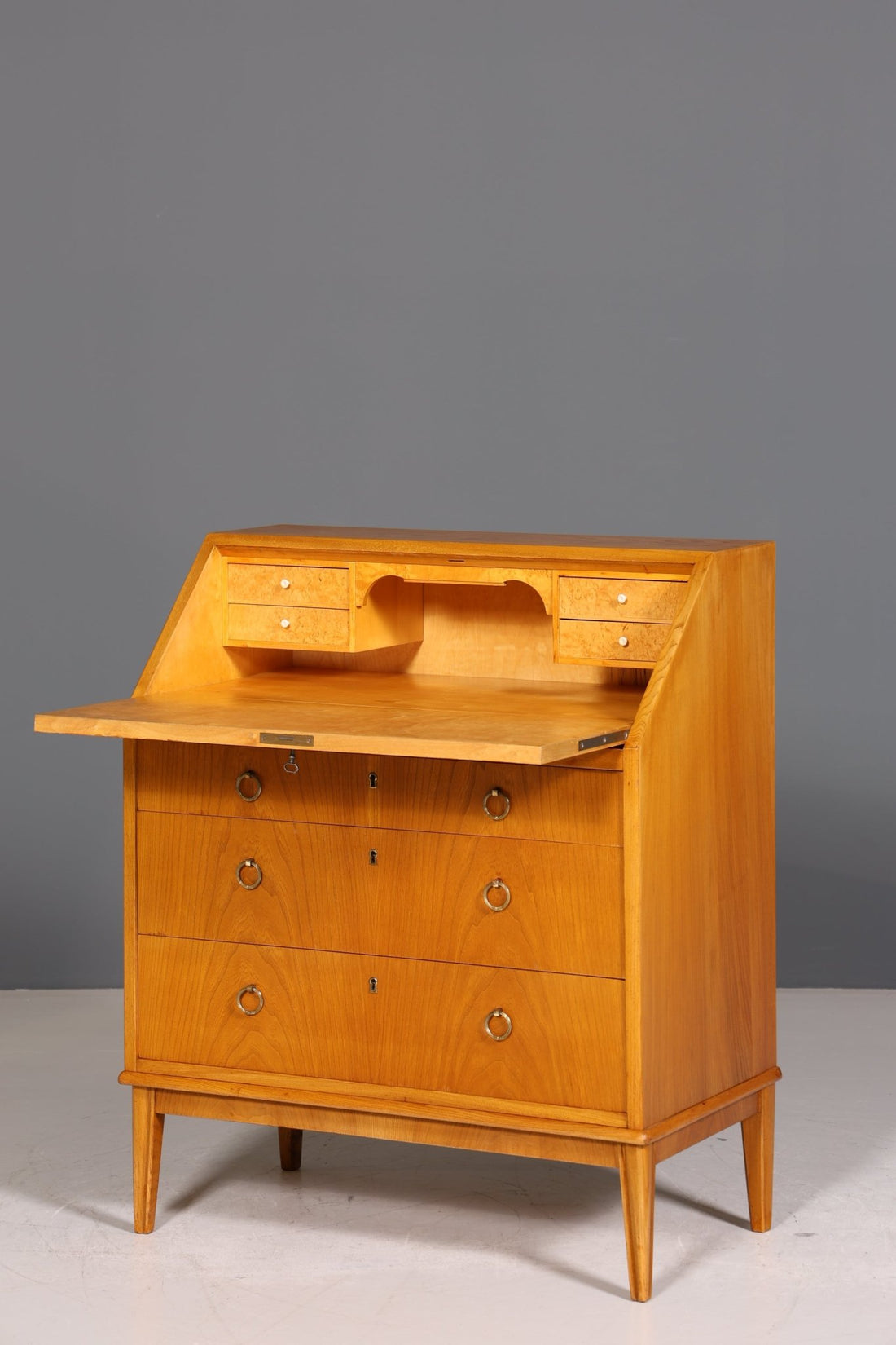 Schlichter Mid Century Sekretär Danish Design Retro Büro Schrank Vintage Büro Kommode