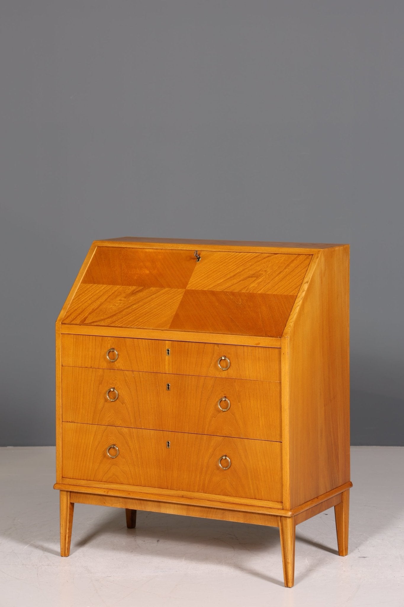 Schlichter Mid Century Sekretär Danish Design Retro Büro Schrank Vintage Büro Kommode