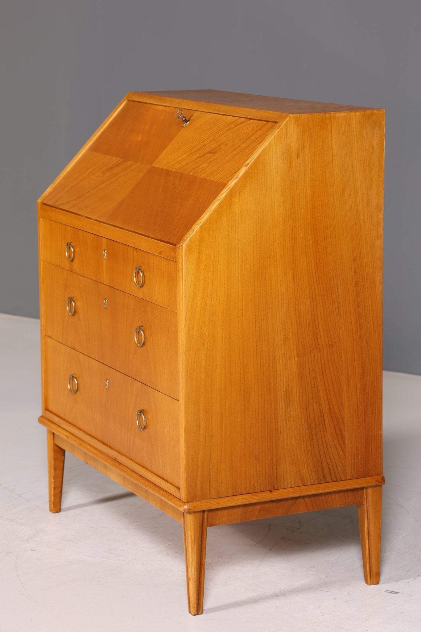 Schlichter Mid Century Sekretär Danish Design Retro Büro Schrank Vintage Büro Kommode