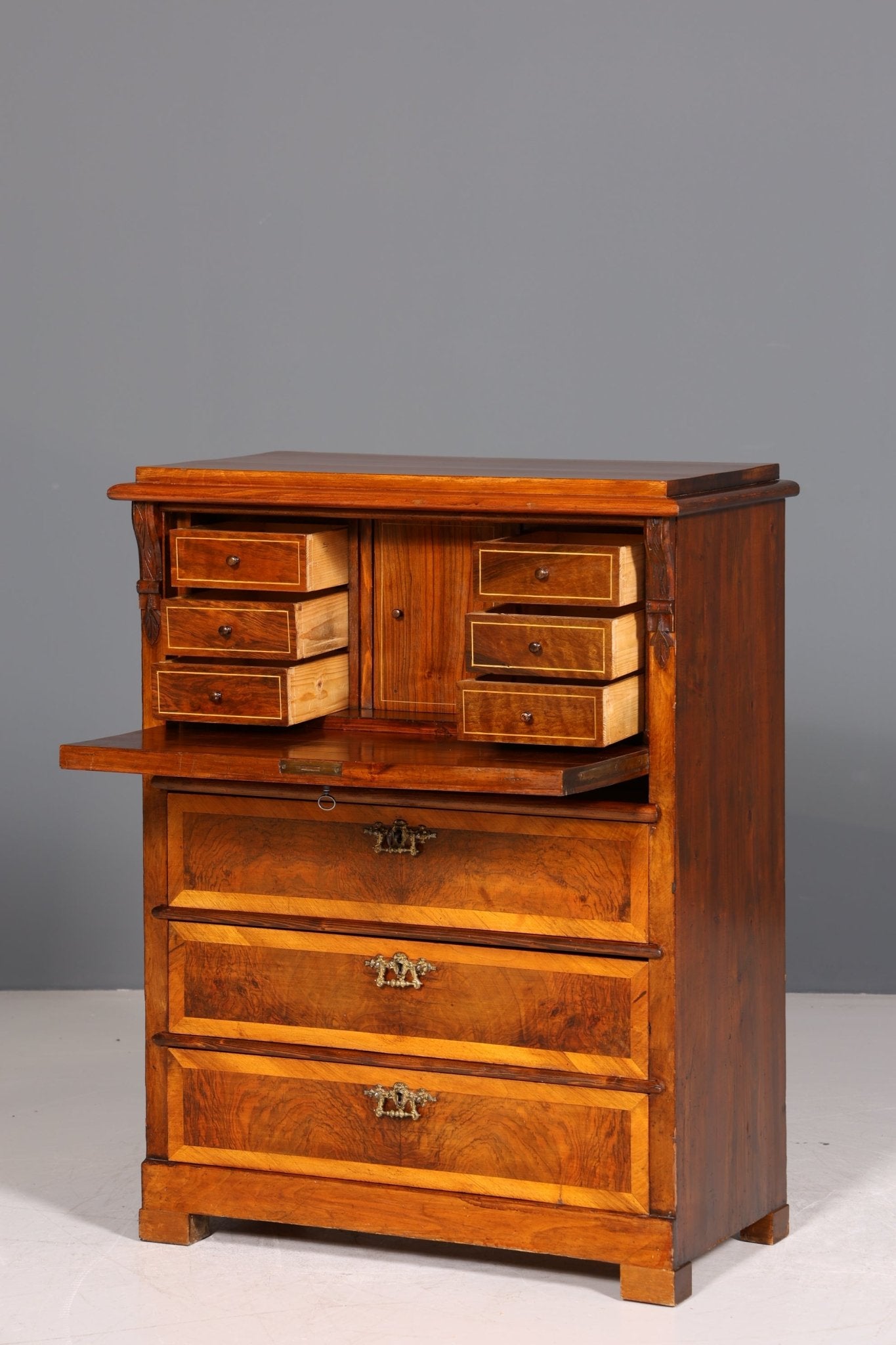 Stilvoller Gründerzeit Sekretär Vertiko Highboard Louis Philippe Kommode um 1880