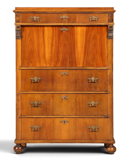 Stilvoller Gründerzeit Sekretär Vertiko Nussbaum Jugendstil Highboard Louis Philippe Kommode um 1880
