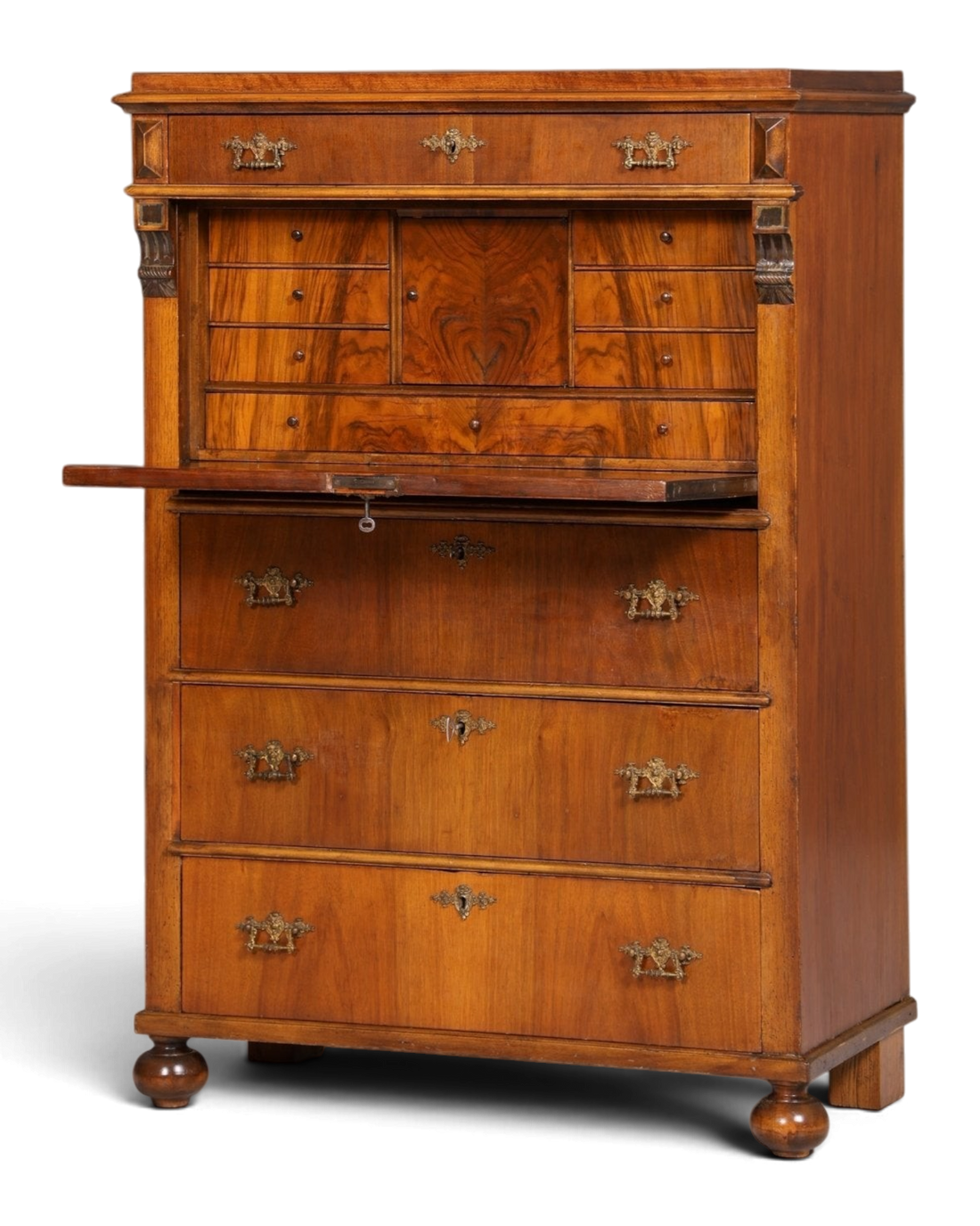Stilvoller Gründerzeit Sekretär Vertiko Nussbaum Jugendstil Highboard Louis Philippe Kommode um 1880