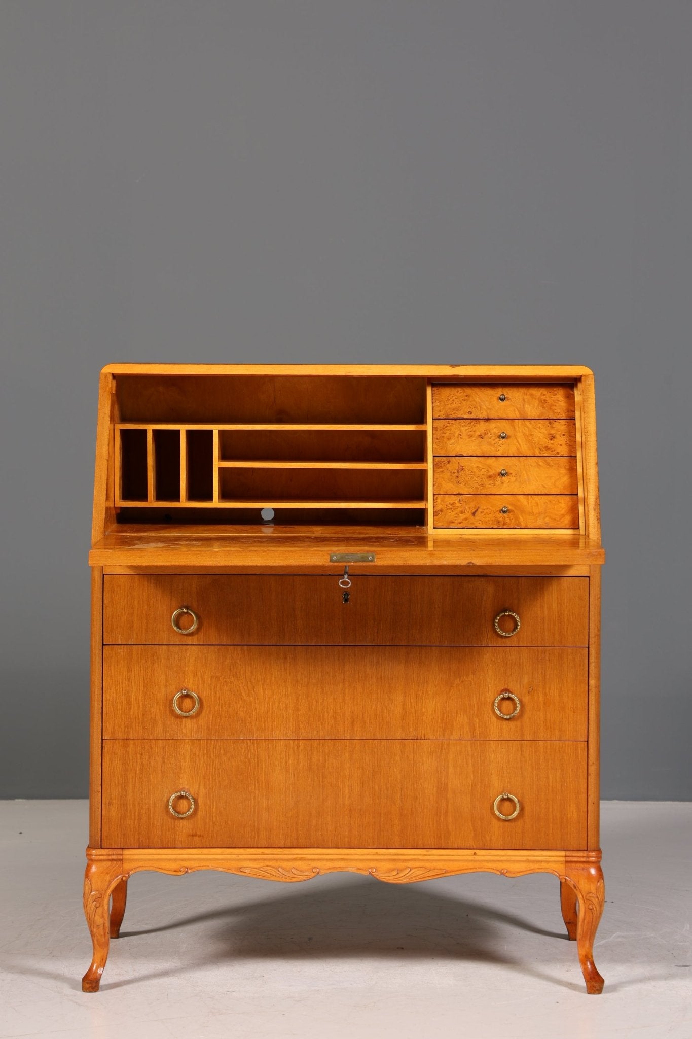 Stilvoller Sekretär um 1930 Büro Kommode Kirschholz skandinavischer Sekretär