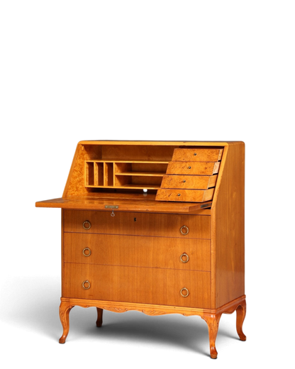 Stilvoller Sekretär um 1930 Büro Kommode Kirschholz skandinavischer Sekretär