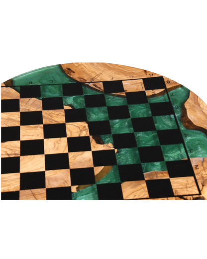 Stilvolles Handgefertigtes Epoxidharz Schachbrett Olivenbaum Epoxy Spielbrett Brettspiel