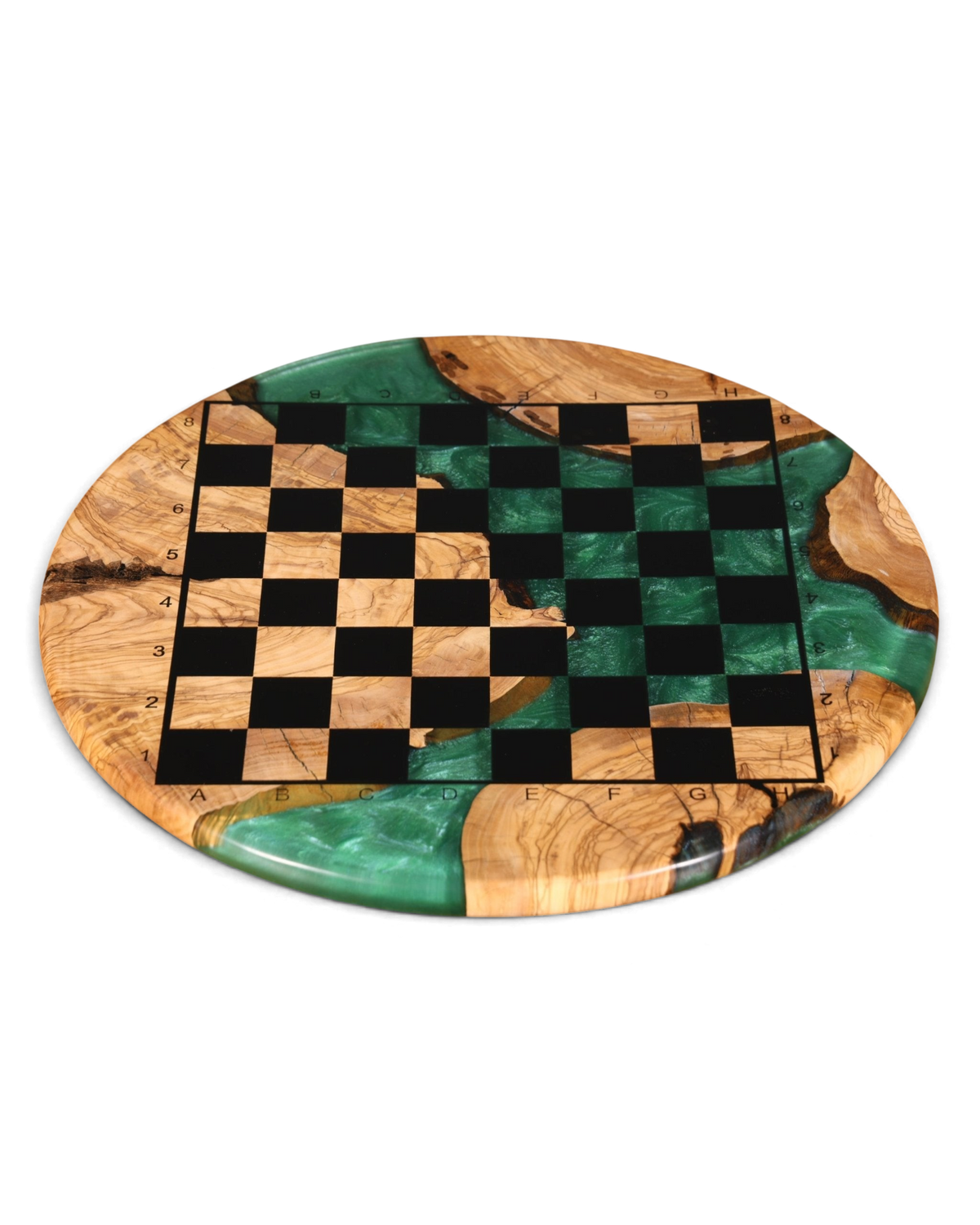 Stilvolles Handgefertigtes Epoxidharz Schachbrett Olivenbaum Epoxy Spielbrett Brettspiel