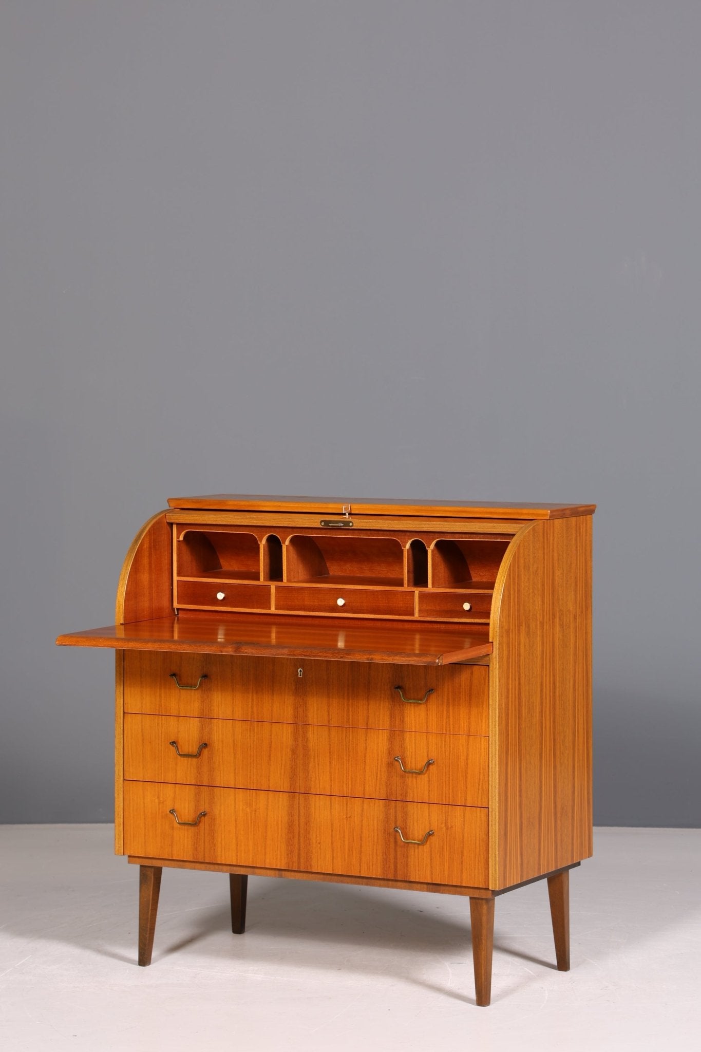 Wunderschöner Mid Century Rollladen Sekretär Danish Design Büro Schrank Büro Kommode